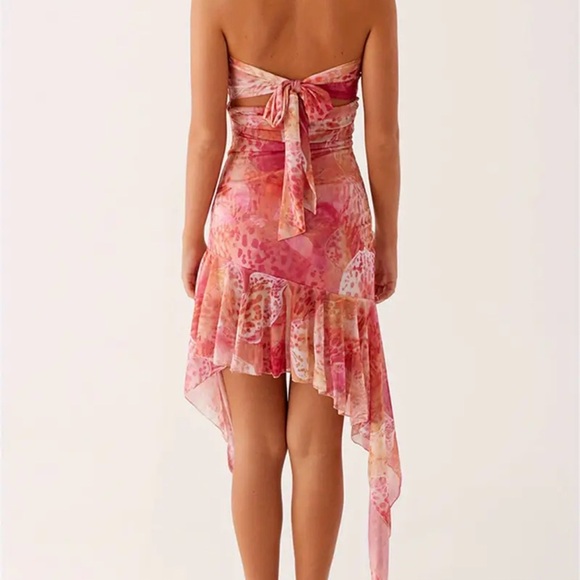 NEW Strapless Dress Ruffled Cuffless Mini Skirt - Picture 4 of 5